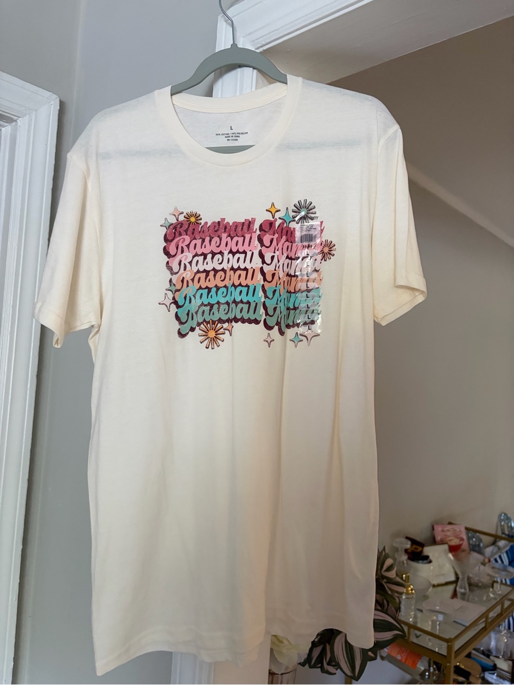 Baseball Mama Graphic Tee Size Large White Game Day Shirt
